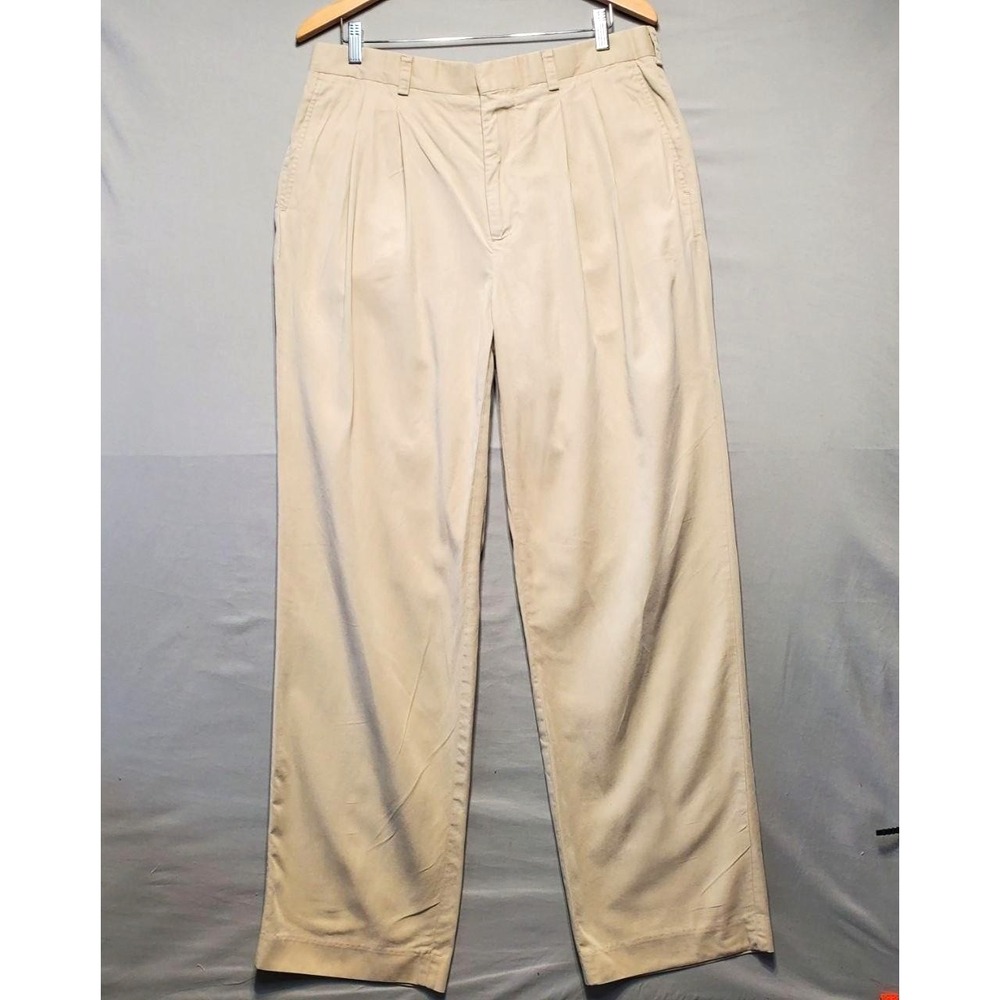 Oxford Golf Pants Mens 36x34‎ Beige Pleated Chino Straight Leg Business Casual